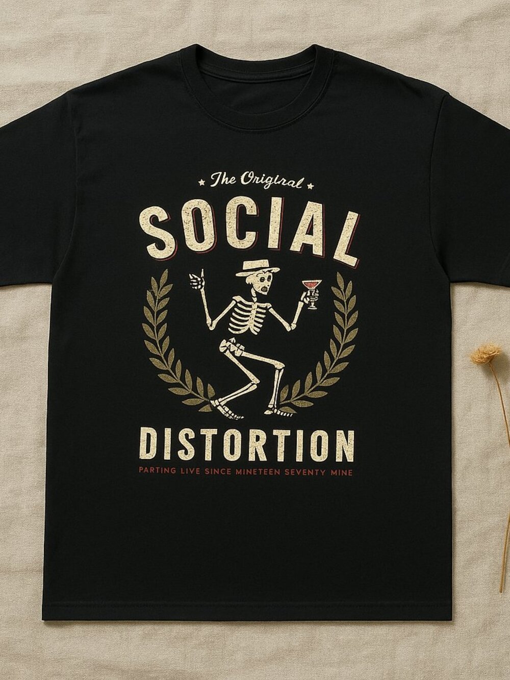 The Original Social Distortion Graphic Black T-Shirt Skeleton Rock Punk Tee